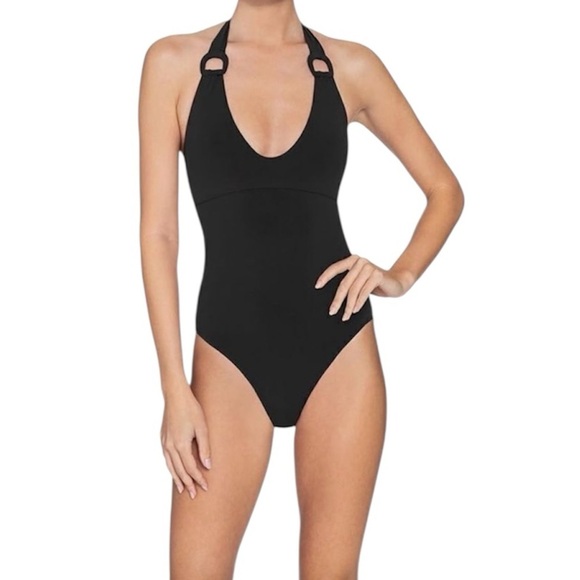 Robin Piccone | Women's Kate Scoop Neck One Piece Swimsuit Black Size 8 NWT - Picture 1 of 8